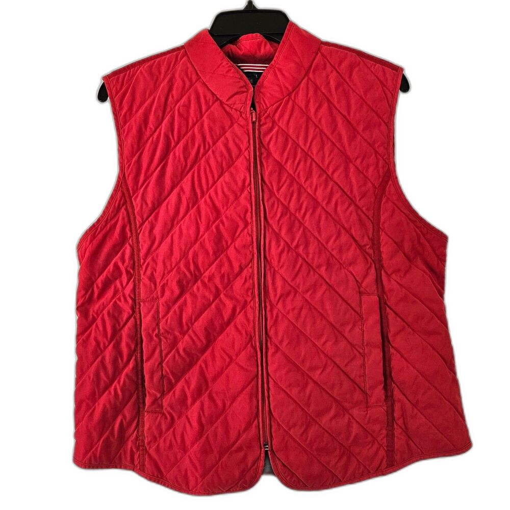 Cottagecore Red Quilted Full Zipper Vest Large